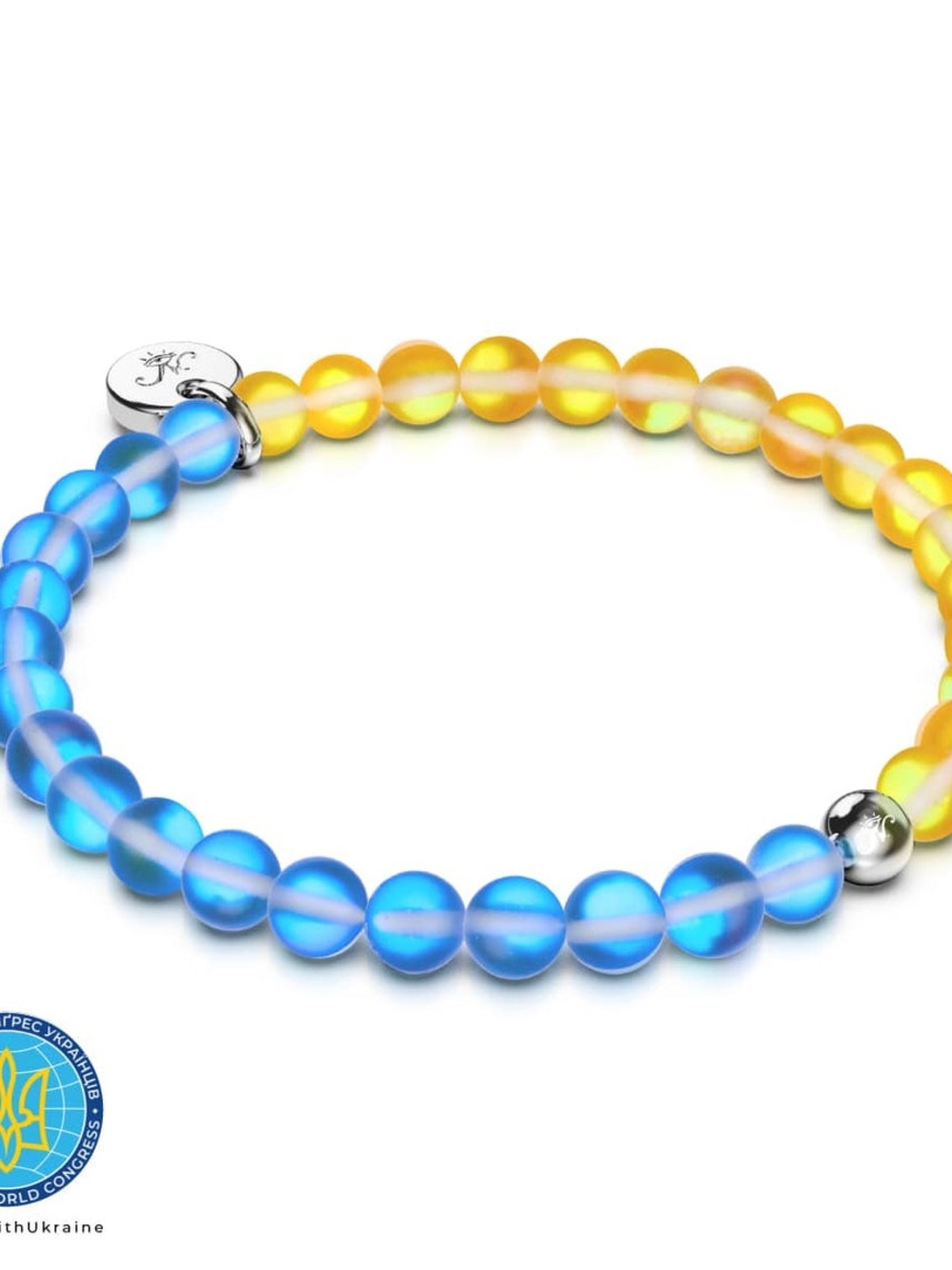 NOGU Starry Night Ukrainian Mermaid Glass Bead Bracelet Blue Yellow